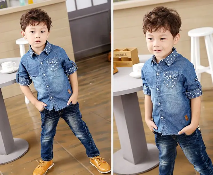 

New Arrival Baby Boys Girls Fashion Denim Shirts Kids Spring Autumn Cotton Shirts Kids Long Sleeve Denim Shirt