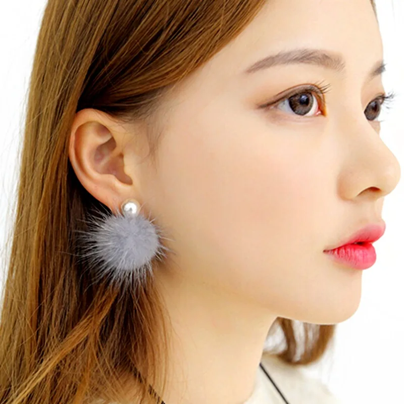 2017 настоящие норковые серьги из меха норки серебряные гвоздики модные ювелирные