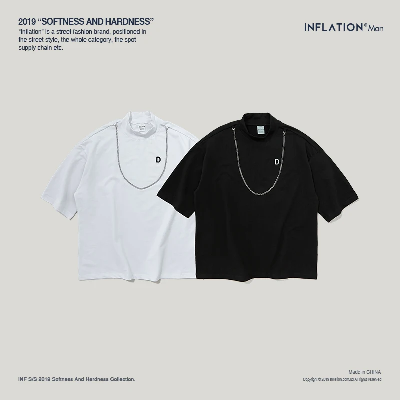INFLATION Мужская футболка лето 2019 Уличная с коротким рукавом 100% хлопок вышивка