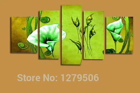 

Pure Hand Painted Modern Abstract Oil Paintings On Canvas Wall Art Decoration Green Fresh Flowers Living Room Home Decor