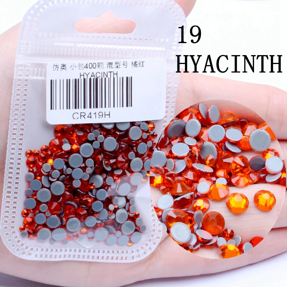 HYACINTH 400 шт Стразы для дизайна ногтей, много цветов, разные размеры, сделай сам, камень с плоской задней стороной, стразы для украшения ногтей - Цвет: HYACINTH