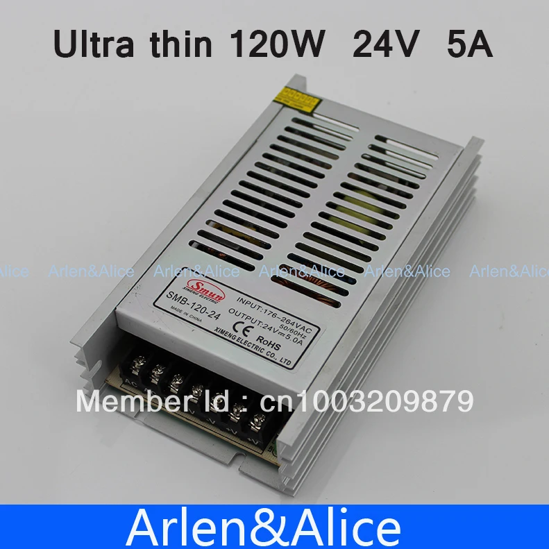 120W 24V 5A ультра тонкий одиночный выход импульсный источник питания для