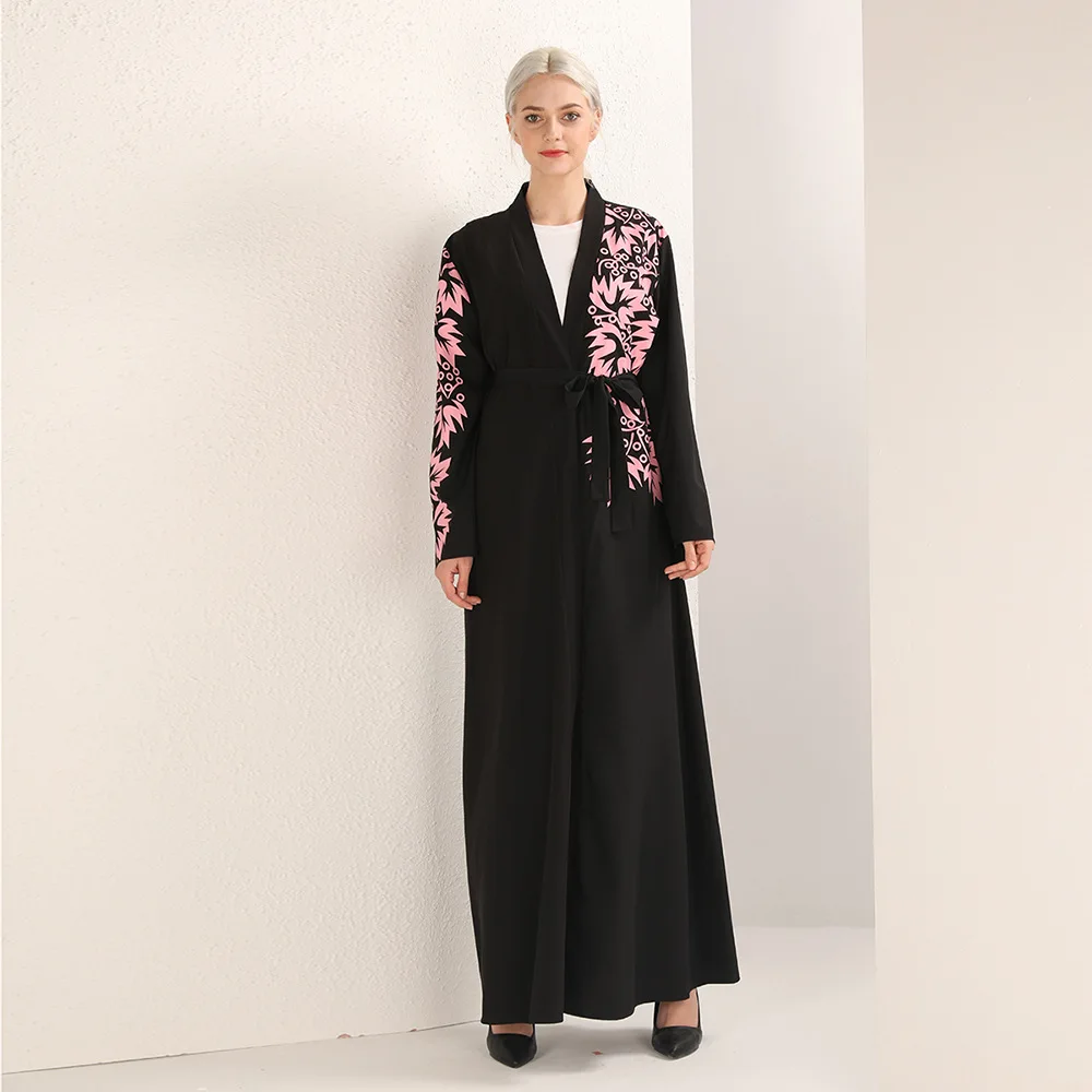 Мусульманское платье кардиган abaya Moroccan черный с принтом 2019|muslim abaya|kaftan abayaabaya plus size