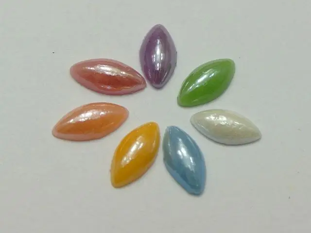 100 смешанных цветов Luater AB конский глаз Flatback Стекло Кабошон половина жемчуга 8x4мм -