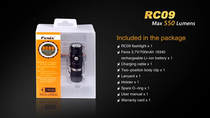 fenix RC09 тактический фонарь XM-L2(u2) led 550 лм 16230