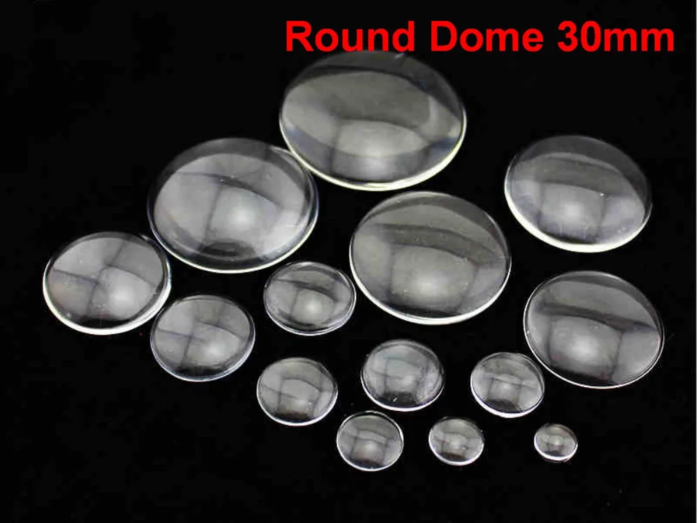 

12 Transparent Round Flatback Glass Cabochon Dome 30mm