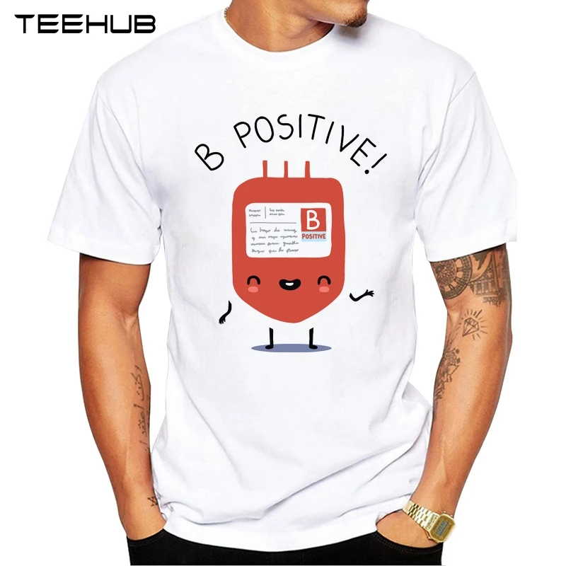 2019 Мужская забавная футболка TEEHUB с принтом положительный B новинка дизайнерские