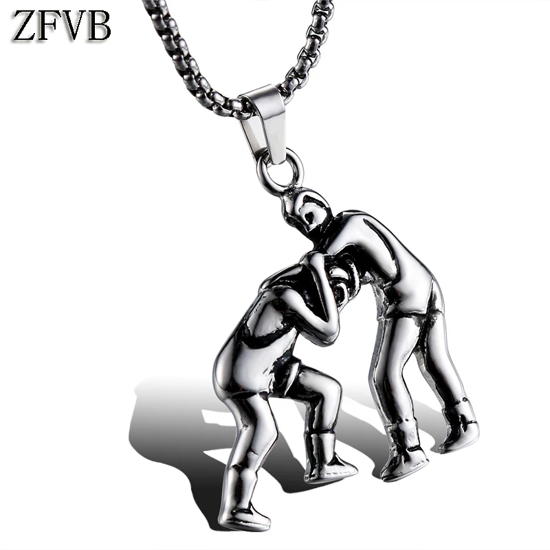 ZFVB РЕСЛИНГ бой кулон ожерелье s Мужчины 316L нержавеющая сталь винтажное украшение