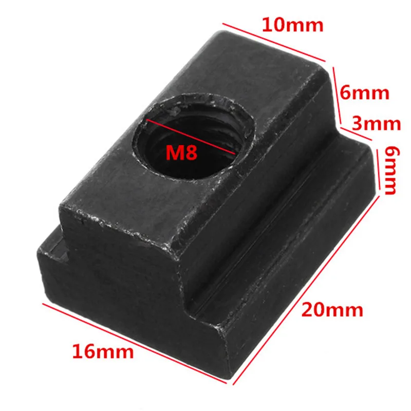 10 шт. набор гаек с разъемами M8 T черные Оксидные гайки для Т образной трассы|Гайки|
