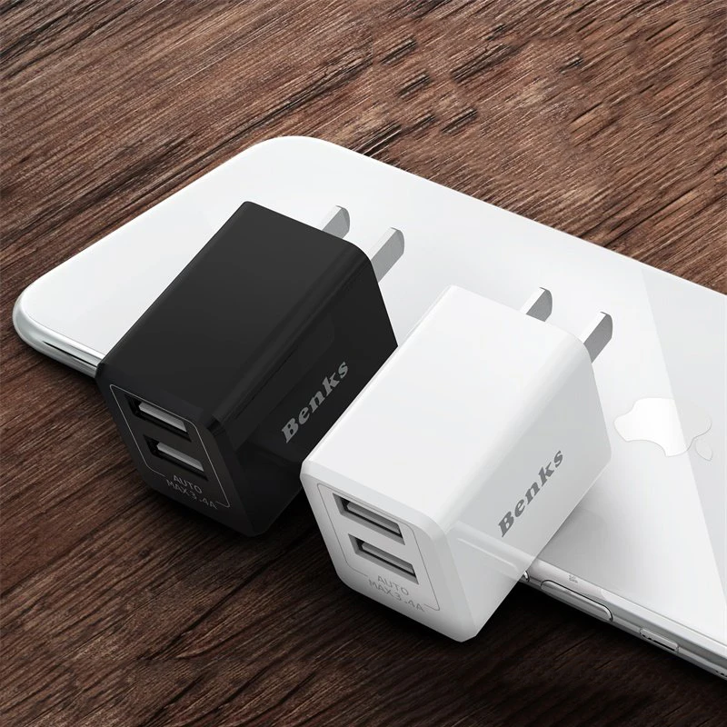 Benks двойной USB зарядное устройство 5 В/3.4A США вилка портативный настенный