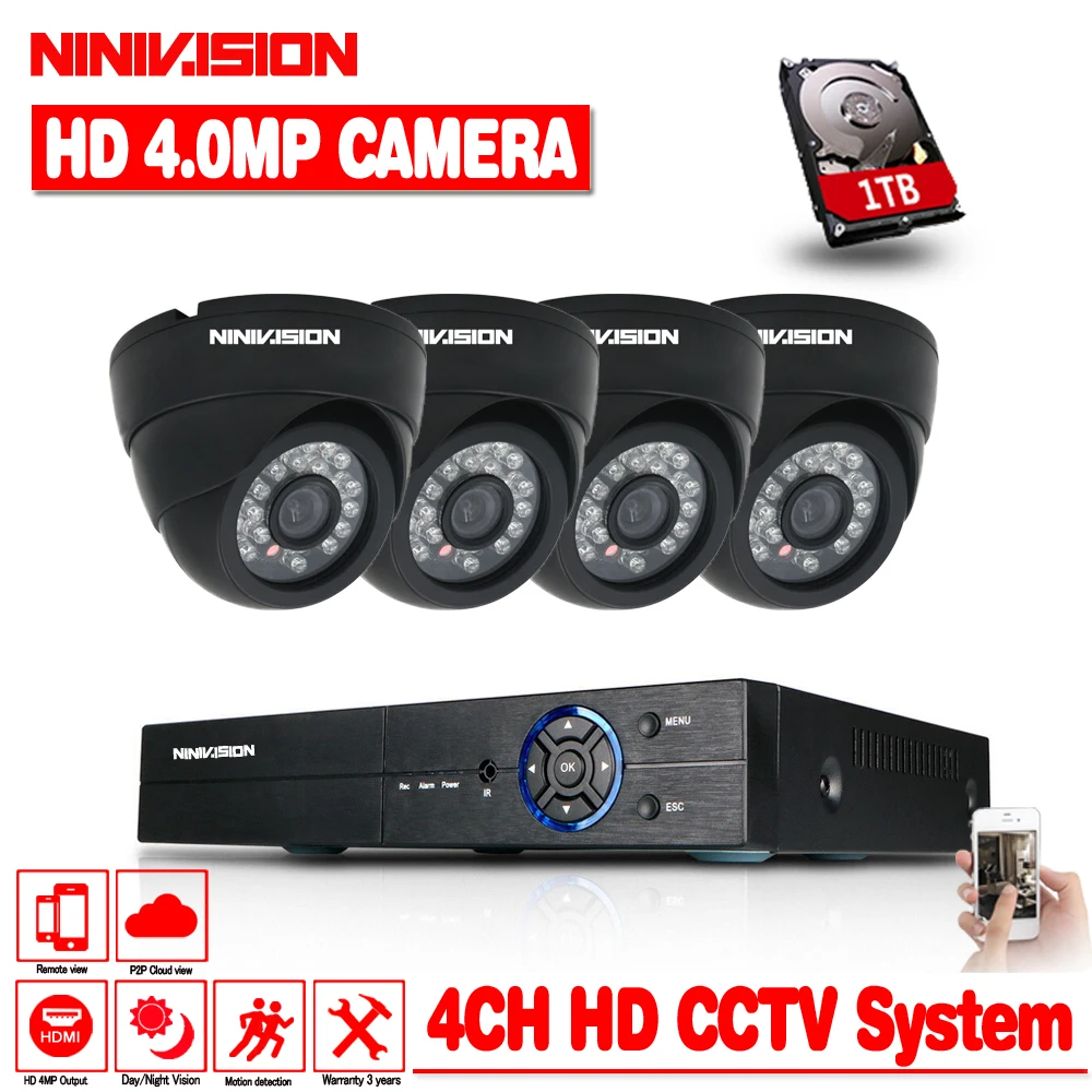 4 канальная система видеонаблюдения HD AHD CVI TVI МП DVR комплект видеорегистратора
