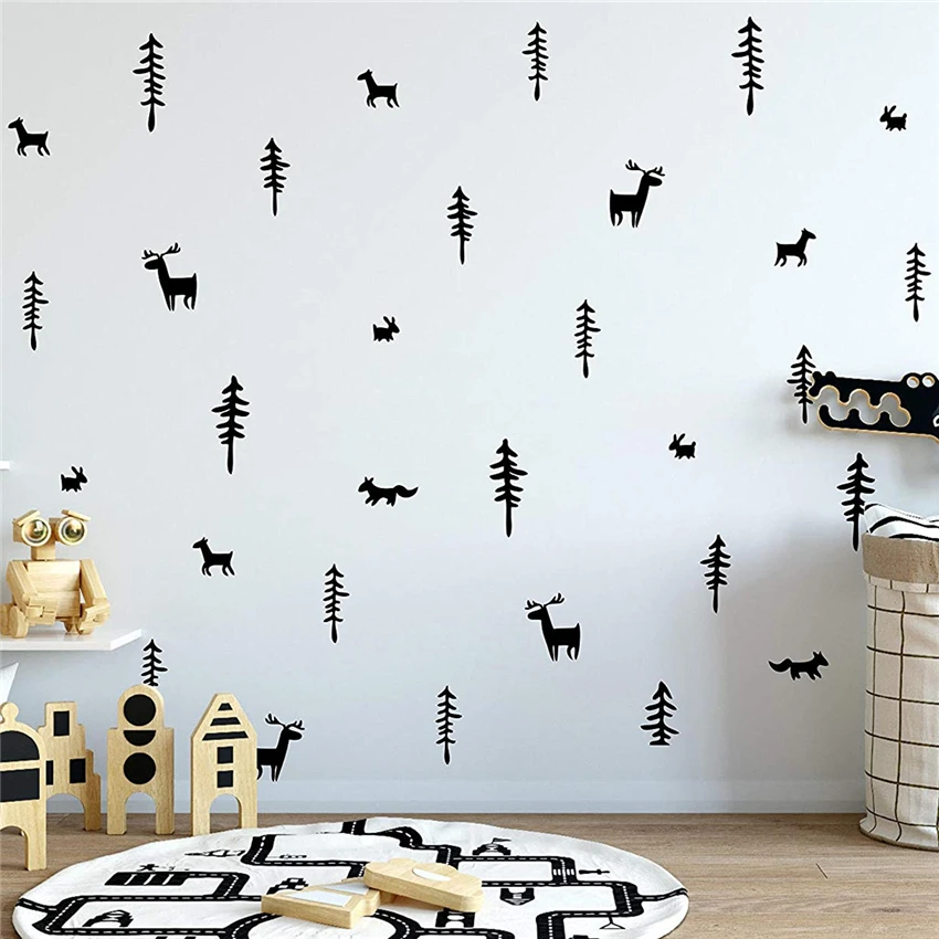 

A Kids Room Decal Woodland Wall Decals Forest Fox Art Decor Tree Nursery Wall Decals Vinyl Wall Stickers For Kids Rooms