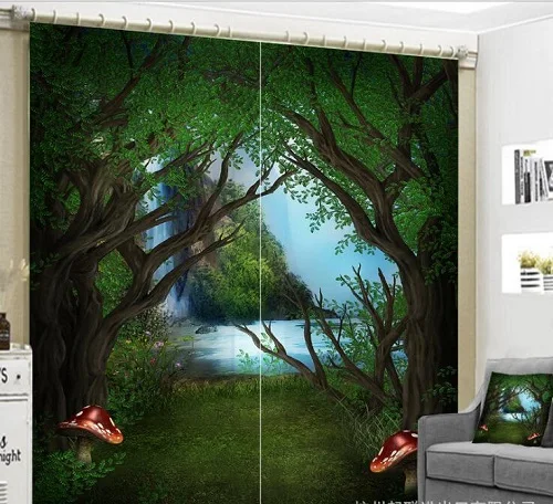 3D Curtains Мультяшные Сказочные Деревянные шторы для дома, детской спальни, 3D оконные шторы для гостиной, декоративные шторы, наволочки - Цвет: 3D Curtains