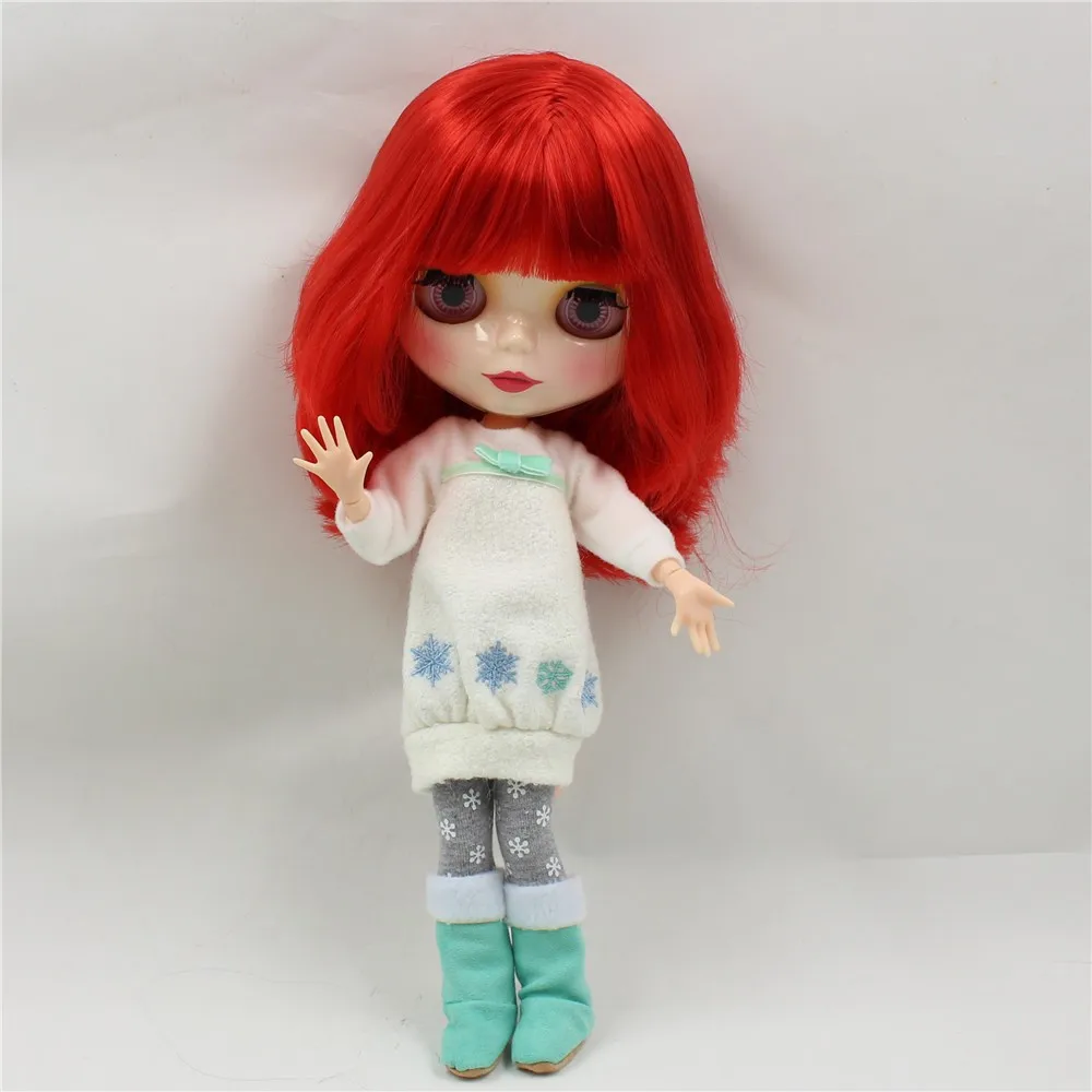 ICY factory шарнирная кукла blyth toy короткие красные волосы блестящее лицо шарнирное тело Рождественский костюм 30 см кукла