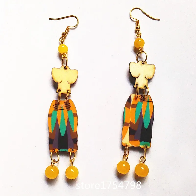 Новый стиль резьба по дереву серьги каменные бусы ручной работы личности