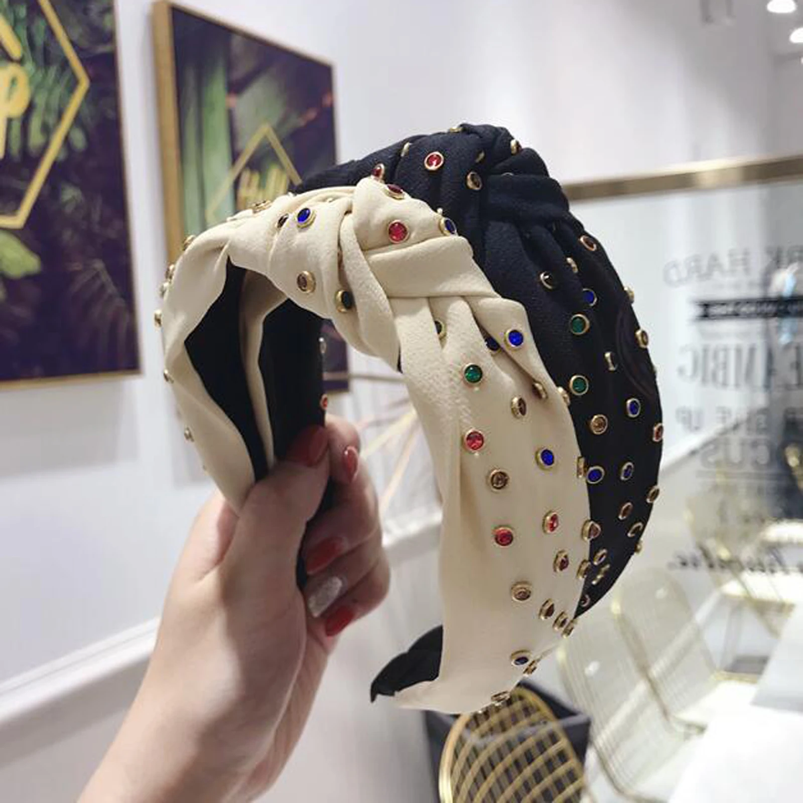 Женский ободок для волос сатиновый с блестящими стразами взрослых аксессуары