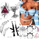 Временная татуировка для женщин, геометрический цветок, Луна, тату-наклейки, черные ветки, дерево, искусственные мужские татуировки, АК, пистолет, перо, птицы, макияж M416
