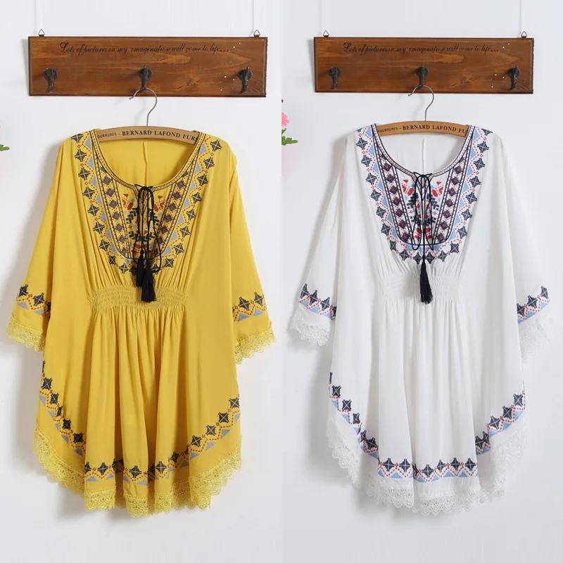 Одежда для беременных летняя Новинка женщин Корейский народный стиль вышивка