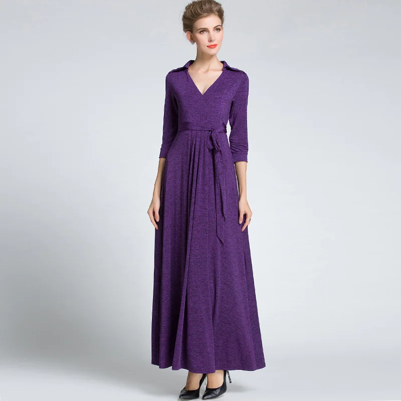 Фиолетовое Женское элегантное винтажное узкое платье-туника с поясом для