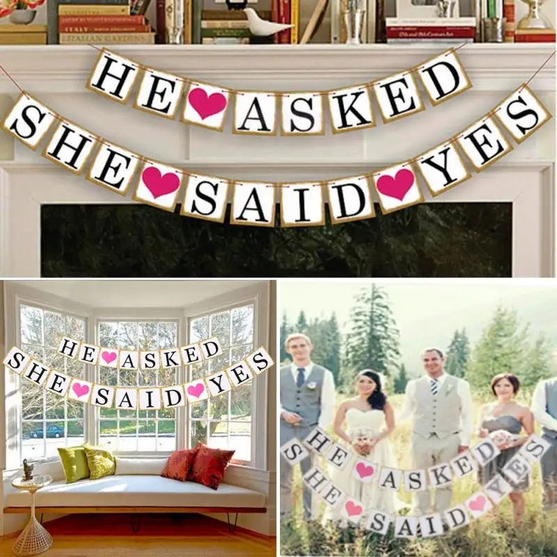 Он попросил она сказала да буквы Романтический овсянка баннер для загородный