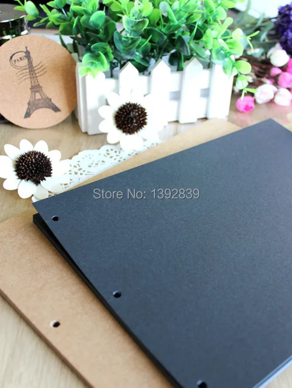 Diy фото открытки в альбом паста тип Угловые посты установлены черные карты крафт