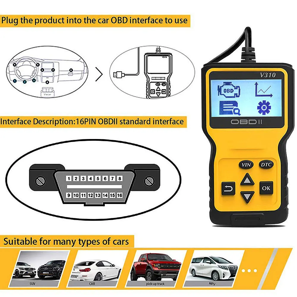 Адаптер Viecar для V310 OBD2 Автомобильный сканер Автомобильная диагностика obd-ii