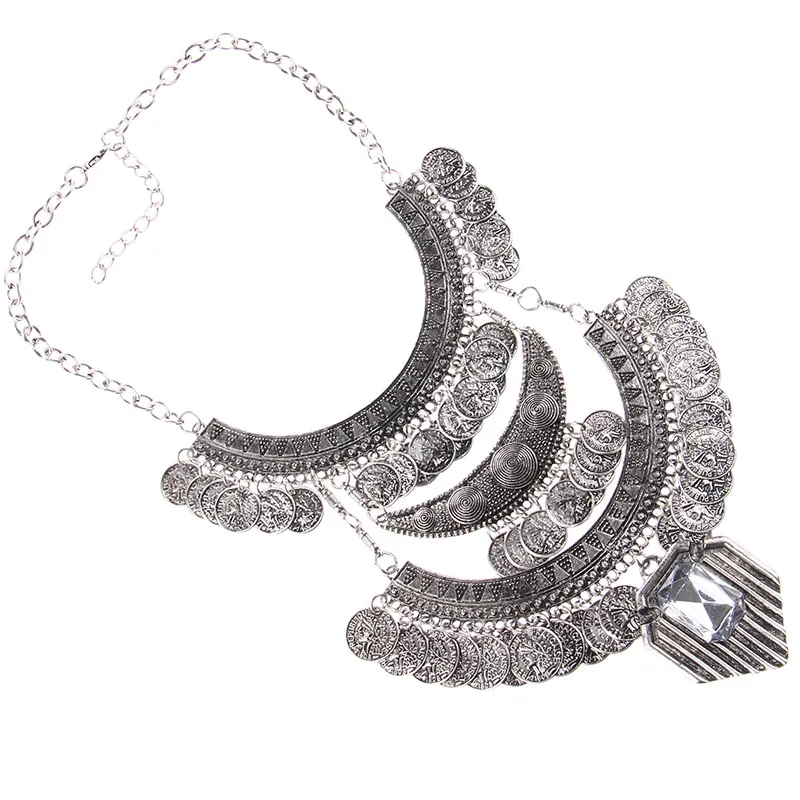 Bohemian Fashion Crystal Long Coin Necklace For Women High Quality Punk Statement Choker Necklaces &amp Pendants | Украшения и