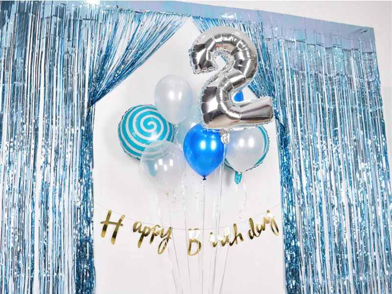 1x2m Metal Foil Shiny rain curtain Wedding background wall decoration Sequin backdrop Birthday Party Foil Fringe Tinsel Curtain