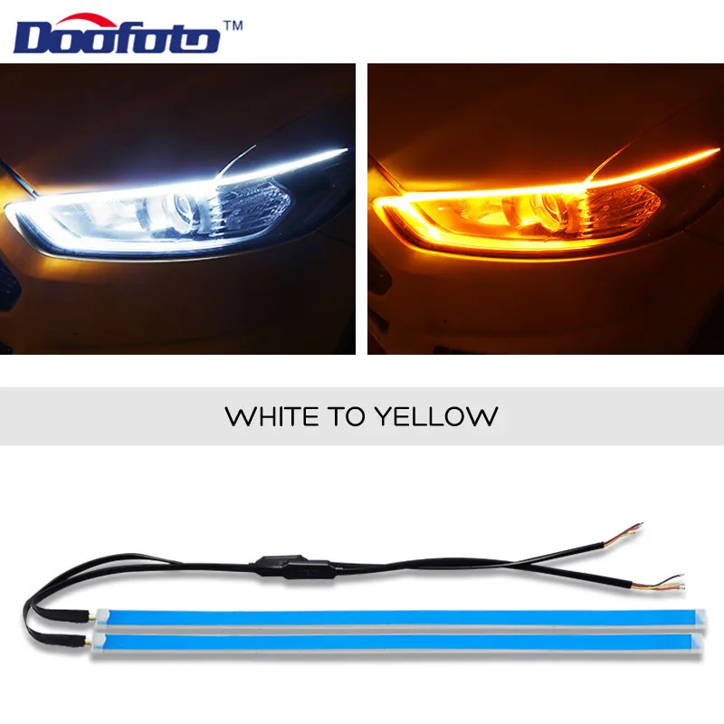 White to yellow Doofoto автомобильный Стайлинг для Ford Focus головной светильник дневной ходовой светильник Kayan Led Sinyal/тормозной светильник динамический стример плавающий безопасный - Цвет: White to yellow