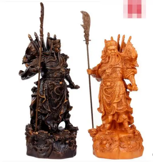 Resin wood-grain large knife Guan Gong pendant Yu Erye Saint Emperor King Wu God of Wealth Buddha statue | Дом и сад