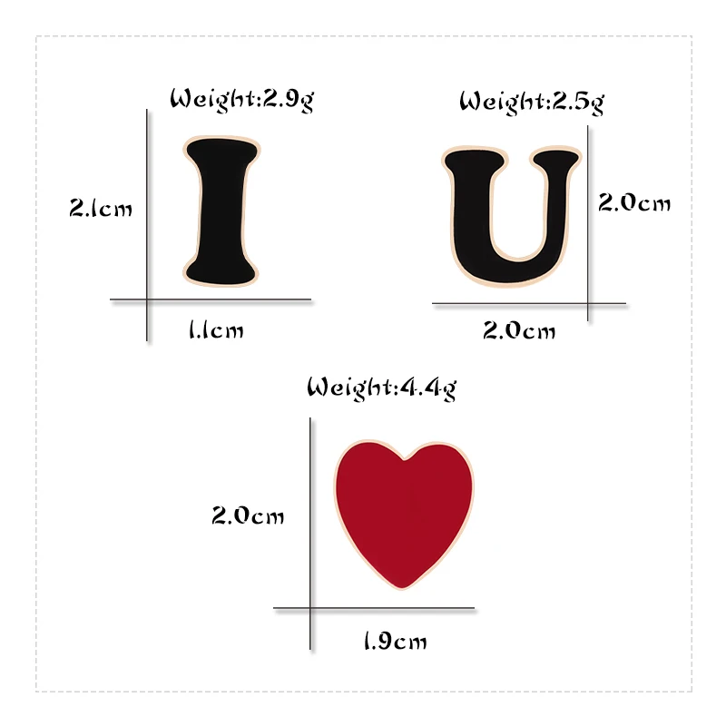 3 шт./компл. эмалированные булавки I LOVE U для влюбленных броши в форме сердца женщин
