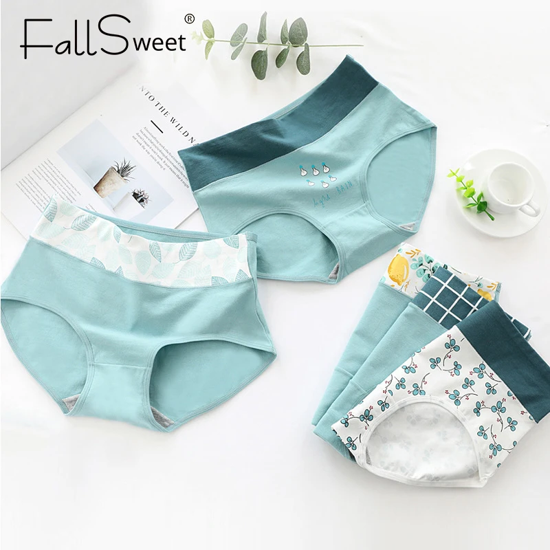Женские бесшовные трусы Fallsweet, хлопковые трусы с высокой талией из воздухопроницаемого материала, милое нижнее белье