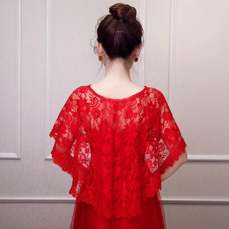 Hot Sale Lace Wedding Wrap Jacket Women Shrug Shawl Stole Bridal Boleros Cape Capelet Cover Up For Wedding Evening Party Dress