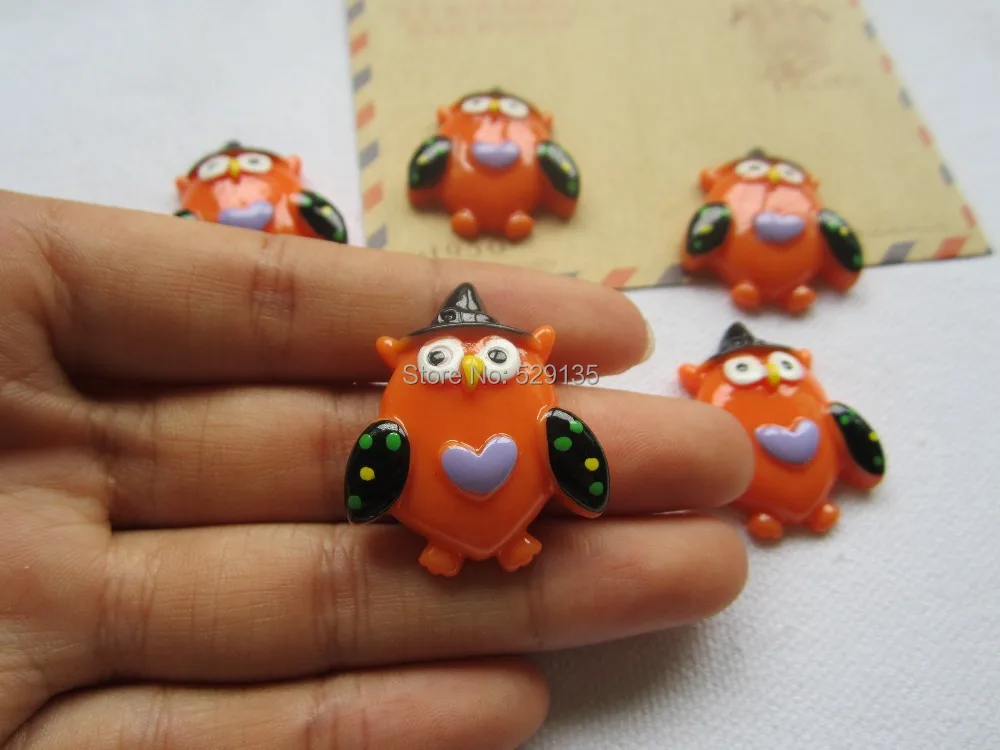 Сова с шляпой для хэллоуивечерние Кабошон из смолы плоским основанием банта