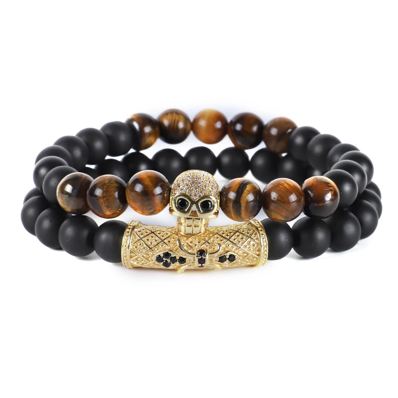 Браслеты для женщин Pulseras Mujer матовый оксин череп из каменных бус Набор браслетов