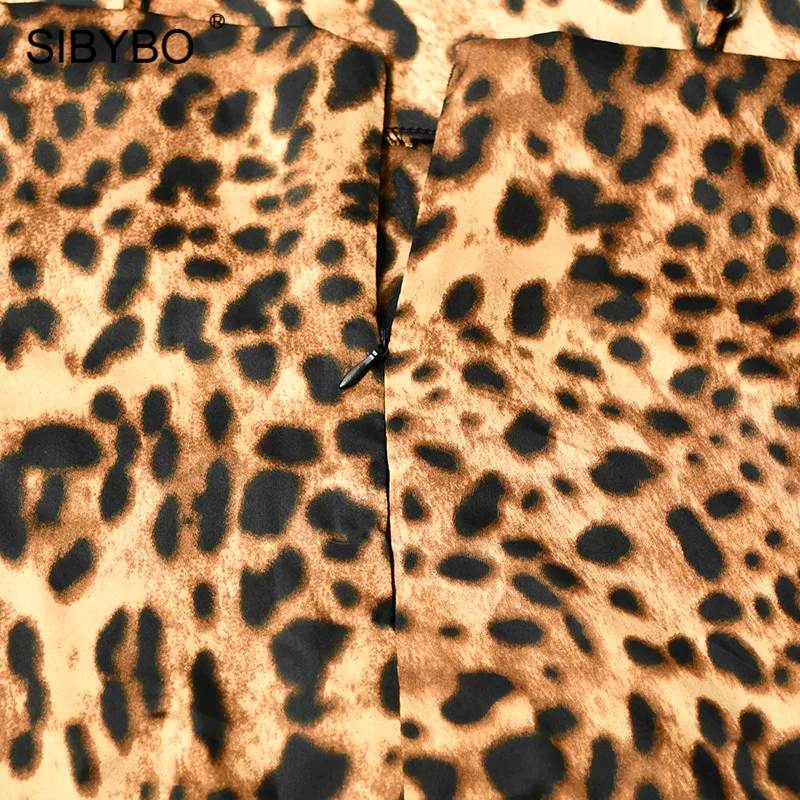 Sibybo, сексуальное платье с леопардовым принтом на бретельках, женское осеннее платье без рукавов с v-образным вырезом, свободное мини облегающее платье с открытой спиной, Повседневное платье