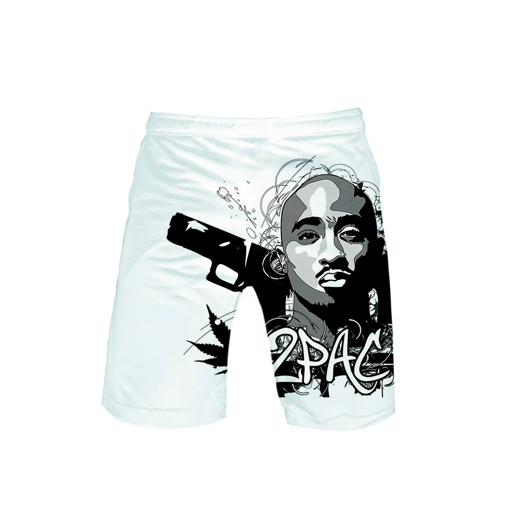 Мужские спортивные шорты до колена 2Pac Tupac Amaru Shakur летние повседневные с 3d принтом