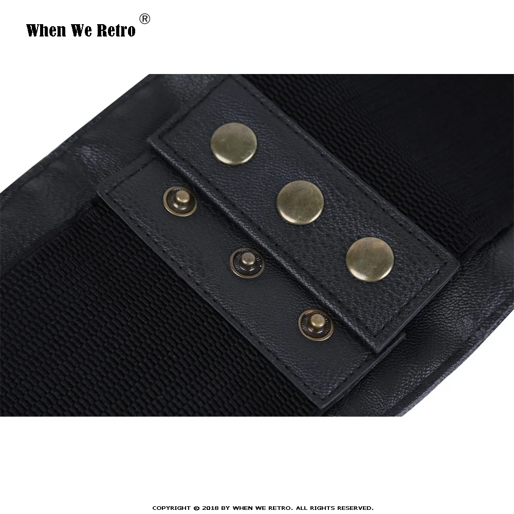 When We Retro Vintage Hollow Carved Design Leather Belt Women Black Wide Stretch Elastic Cinch Waist Trimmer Belts VB0013 | Аксессуары
