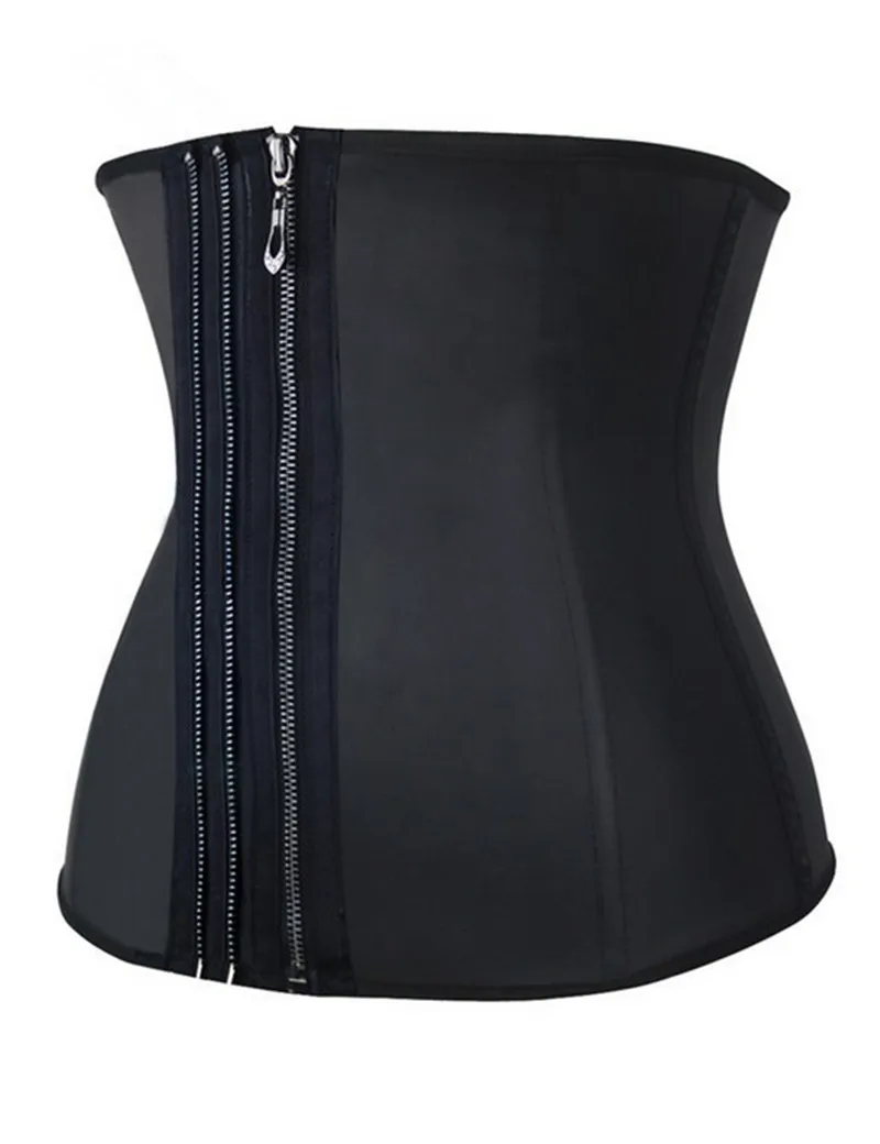 AH2229 Хорошее Качество Zip Черный Латекс Талии Формирователь Корсет Твердые плюс
