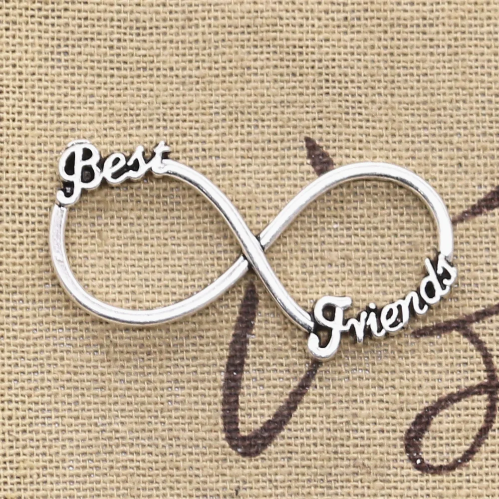 8 шт. Подвески Бесконечность лучшие друзья 20x40 мм Античное серебряное покрытие Подвески Сделай Сам тибетская фурнитура ювелирные изделия