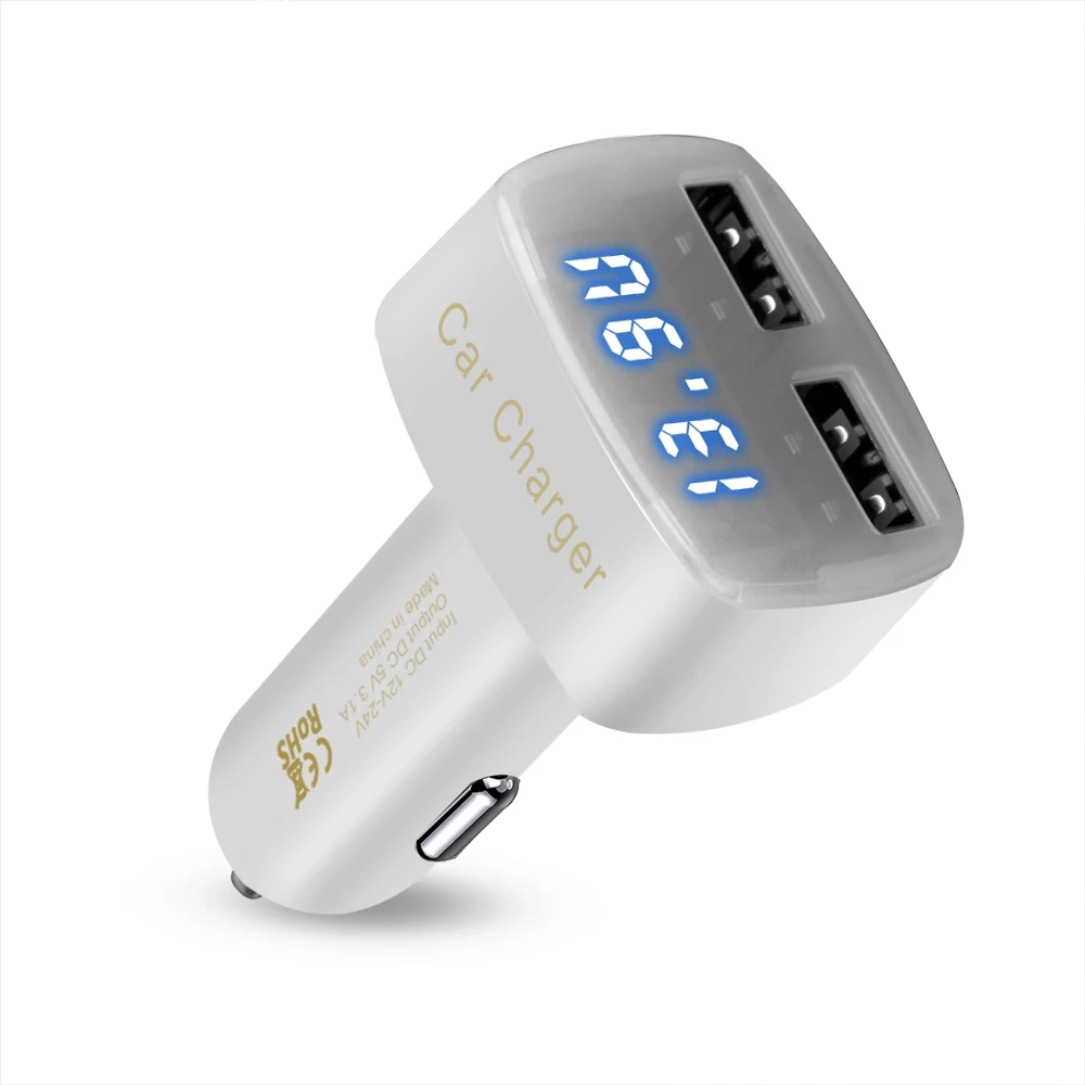 4 в 1 двойной USB DC 5 В 3.1A зарядное устройство для телефона Напряжение Температура ток цифровой светодиодный дисплей адаптер питания для автомобиля gps DVR FM радио