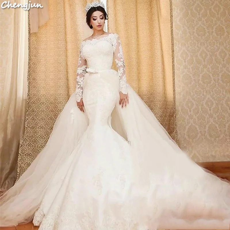 Элегантное сексуальное свадебное платье-Русалка Chengjun со стразами в стиле амбул |