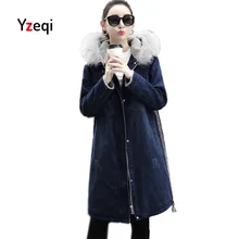 Yzqi осень зима 2018 для женщин джинсовая куртка толстый бархат