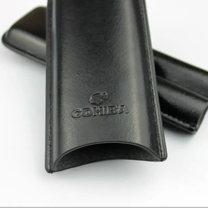 Cohiba держатель для сигар черный коричневый гладкий кожаный хьюмидор чехол