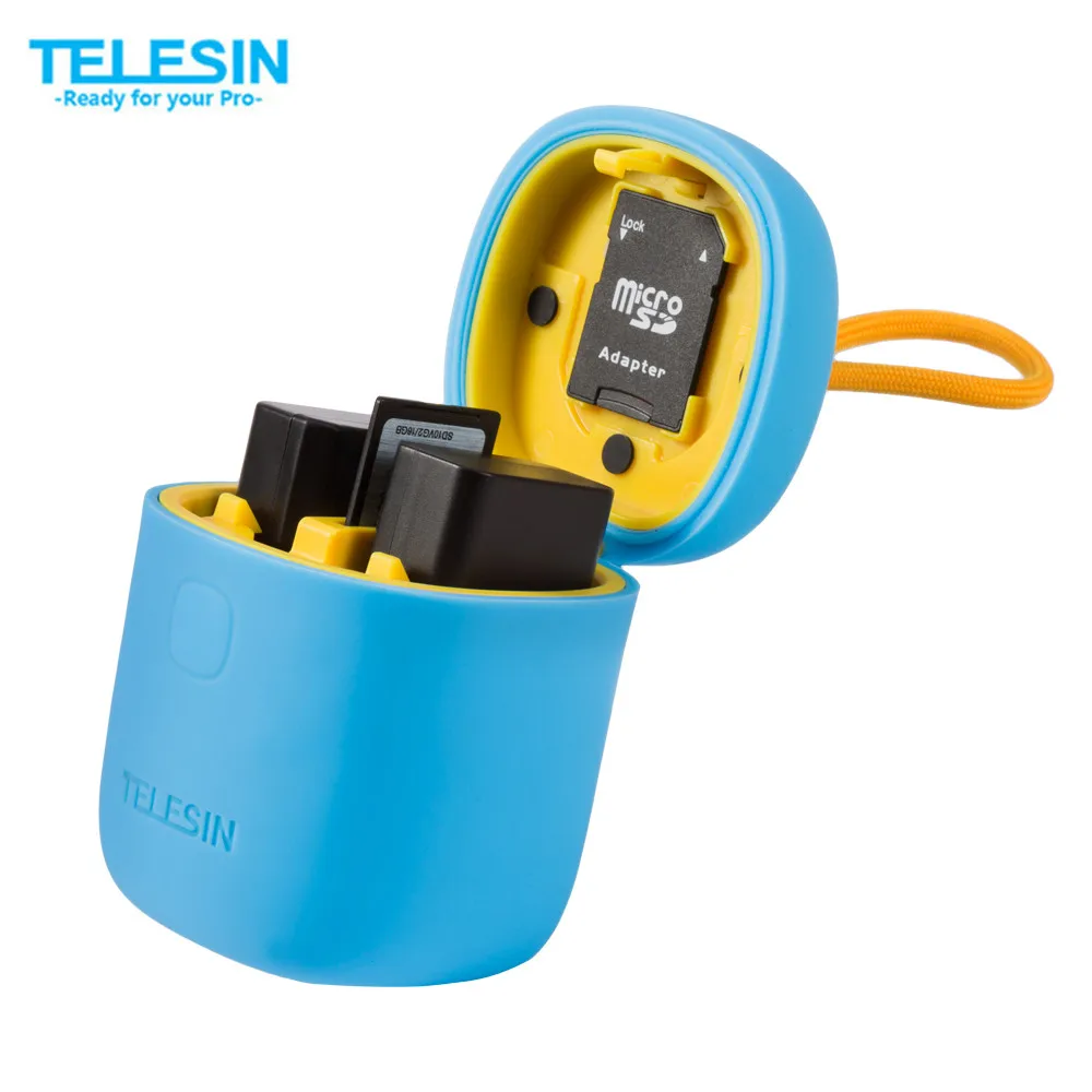 TELESIN ALLIN BOX 3 в 1 двойное зарядное устройство SD кардридер чехол для хранения + 2 шт.