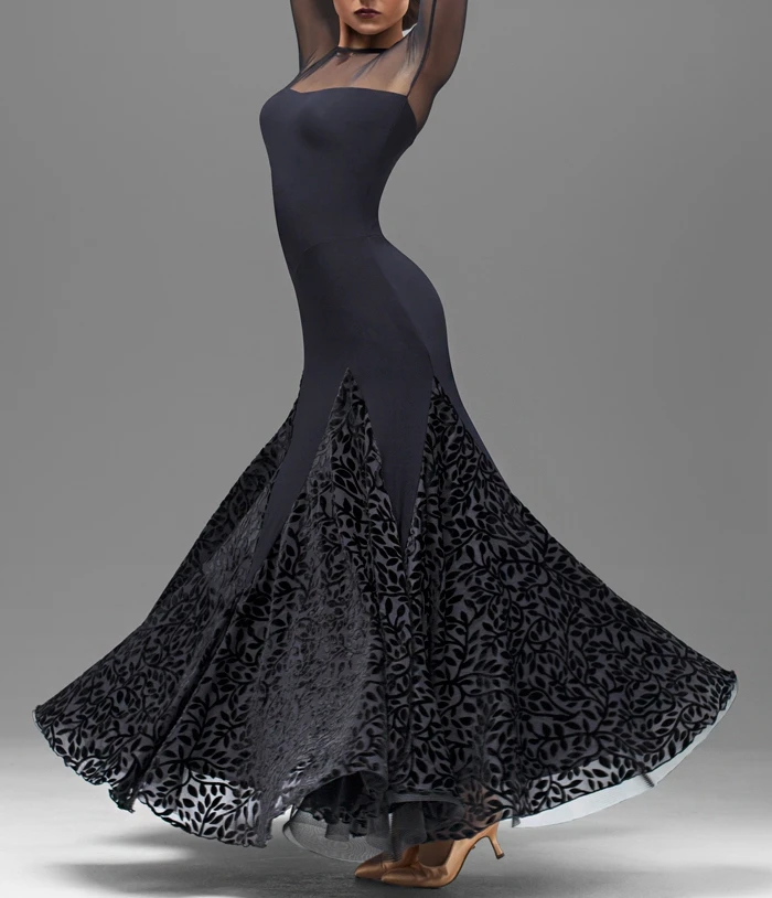 Черные юбки фламенко на заказ для бальных танцев женские платье стандартного