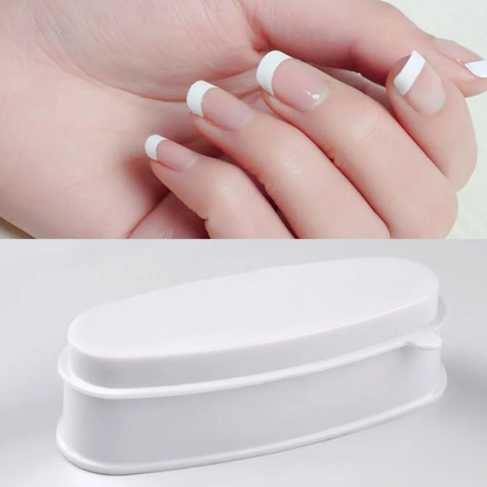 Nail Art Container Storage Box Case White French Smile Line Sculpture Tips Dipping Acrylic Powder Moulding Guides Tools Manicure | Красота и