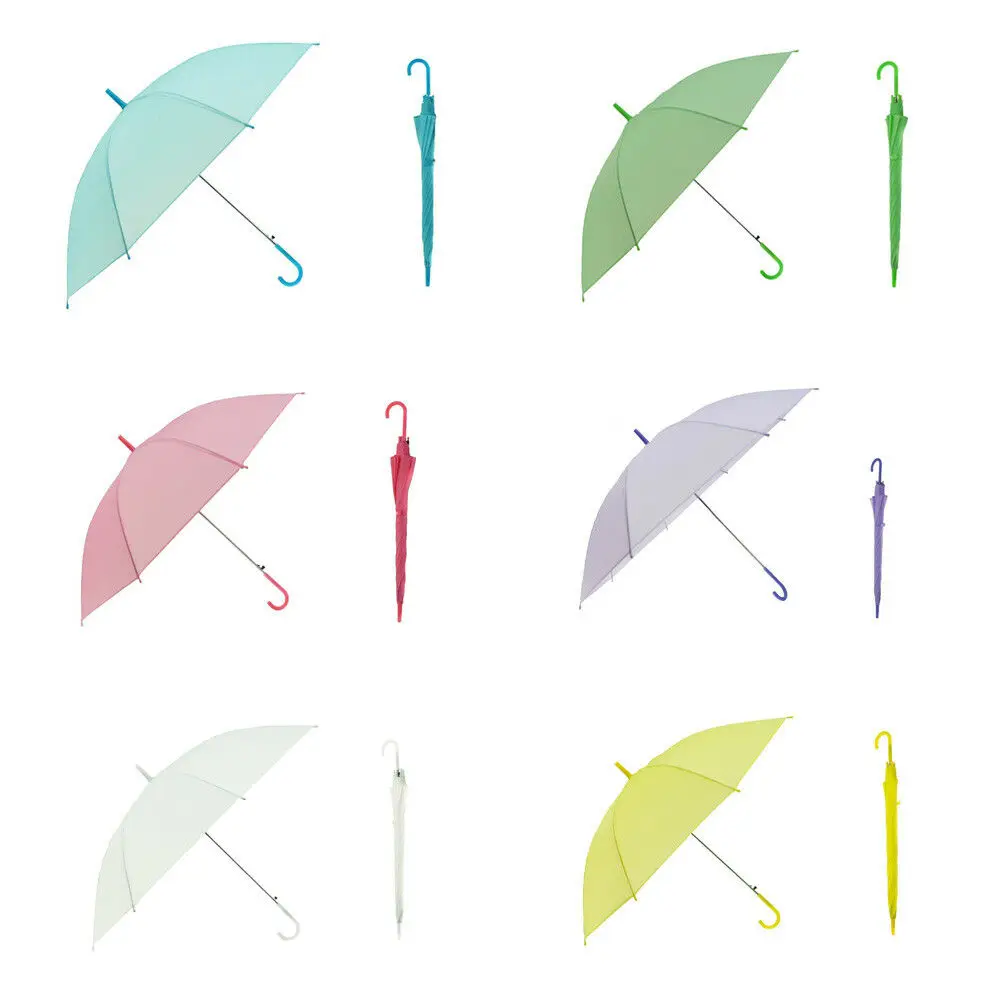 Цветной прозрачный автоматический зонтик с длинной ручкой купол для украшения