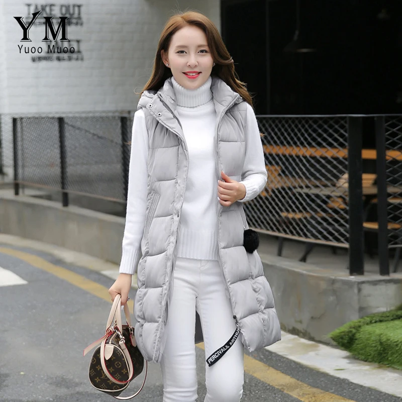 Новое поступление 2017 Женский Длинный жилет YuooMuoo Модный женский с капюшоном