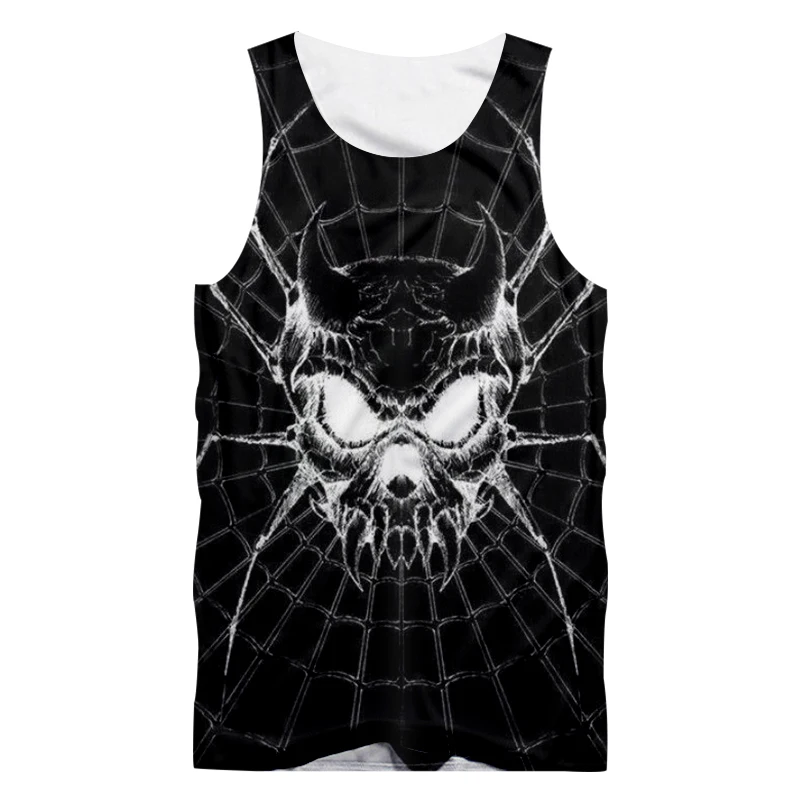 OGKB Новое поступление Топы для женщин/мужчин крутой принт паук 3D майка черный